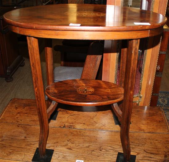 Victorian inlaid rosewood oval  two-tier occasional table